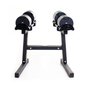 Nuobell 2-32Kg Dumbbells (x2) - Black Out with Dumbbell Stand - Image 2