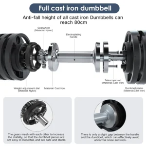 SNODE Adjustable Dumbbell Set, 40kg - Image 4