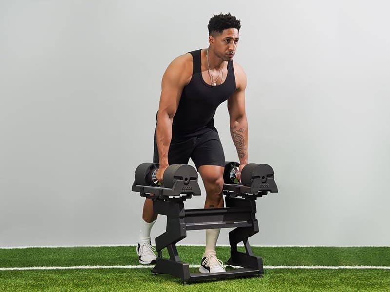 SNODE Adjustable Dumbbell 40kg (Pair) with Dumbbell Rack - Image 7